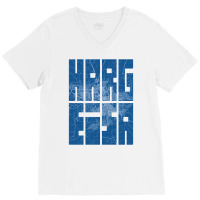 Hargeisa Somalia Map Typography Blueprint V-neck Tee | Artistshot