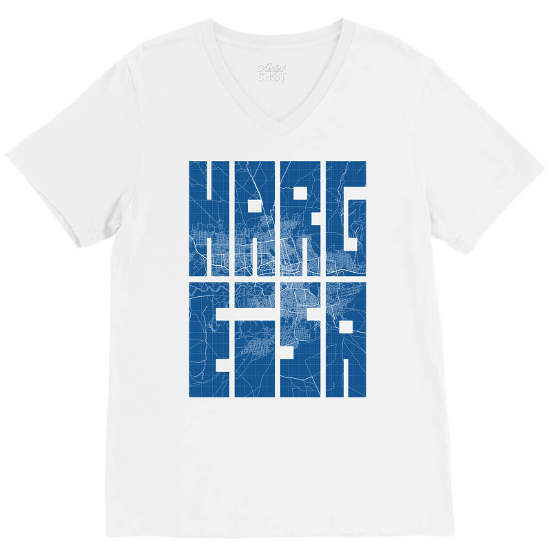 Hargeisa Somalia Map Typography Blueprint V-neck Tee | Artistshot