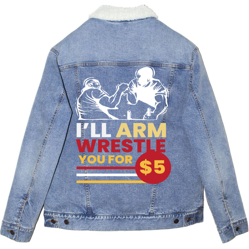 Arm Wrestle For 5 Arm Aesthetic Unisex Sherpa-lined Denim Jacket | Artistshot