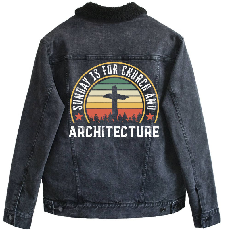 Church And Architecture Funny Christian Faith Gift Green Unisex Sherpa-lined Denim Jacket | Artistshot