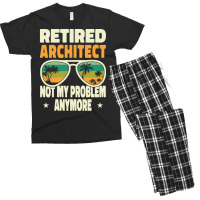 Retired Men Retired Architect Not My Problem Yellow Men's T-shirt Pajama Set | Artistshot