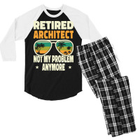 Retired Men Retired Architect Not My Problem Yellow Men's 3/4 Sleeve Pajama Set | Artistshot