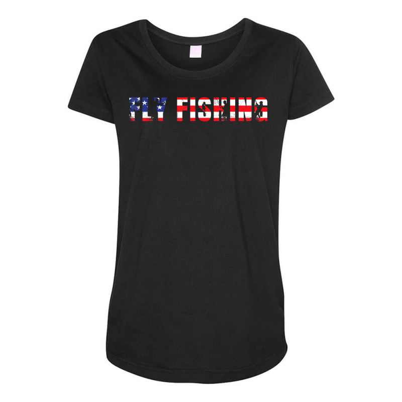 Fly Fishing American Flag Patriotic Art Work T Shirt Maternity Scoop Neck T-shirt by benoirme | Artistshot