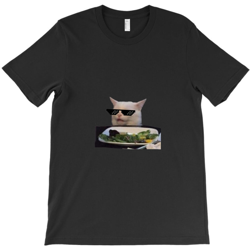 Lady Yelling At Cat Meme With Glasses Reaction Sticker 1.png T-Shirt by PamzieAdams | Artistshot