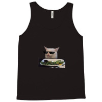 Lady Yelling At Cat Meme With Glasses Reaction Sticker 1.png Tank Top | Artistshot