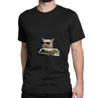 Lady Yelling At Cat Meme With Glasses Reaction Sticker 1.png Classic T-shirt | Artistshot