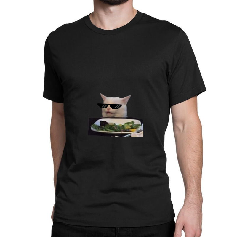 Lady Yelling At Cat Meme With Glasses Reaction Sticker 1.png Classic T-shirt by PamzieAdams | Artistshot