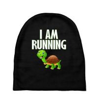 Slow Runner Turtle I Am Running Funny Runner Graphic Tank Top Baby Beanies | Artistshot