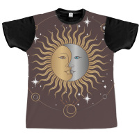 Boho Aesthetic Celestial Bodies Sun Moon Astronomy 70s Graphic T-shirt | Artistshot