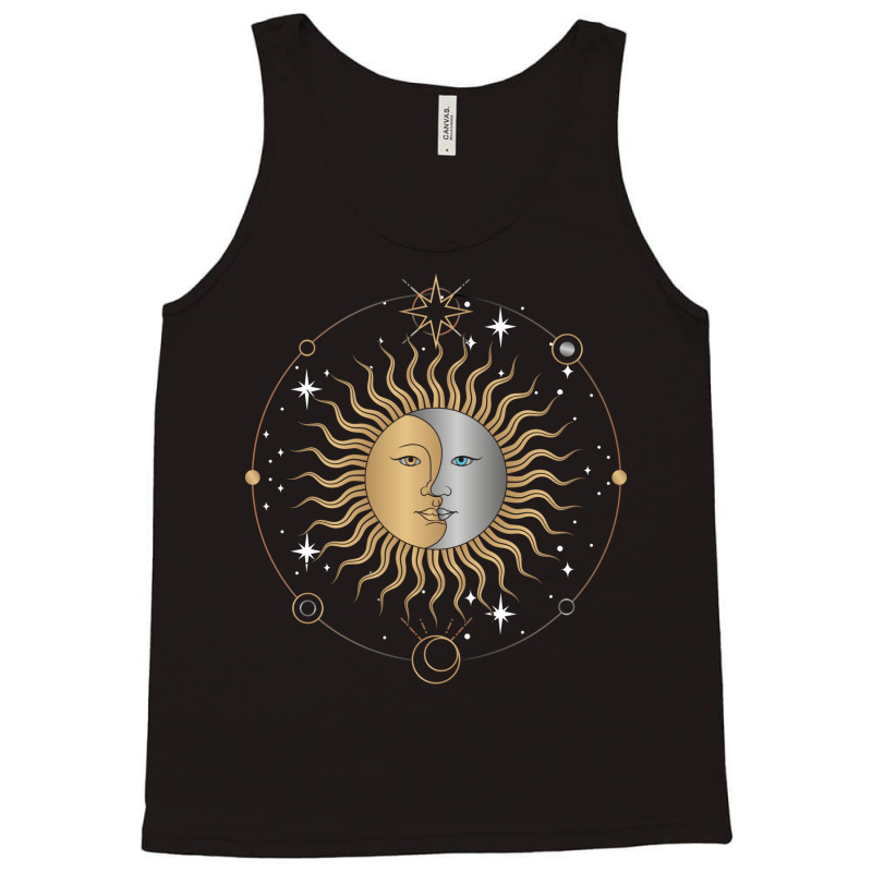 Boho Aesthetic Celestial Bodies Sun Moon Astronomy 70s Tank Top | Artistshot