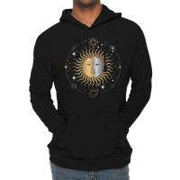 Boho Aesthetic Celestial Bodies Sun Moon Astronomy 70s Lightweight Hoodie | Artistshot