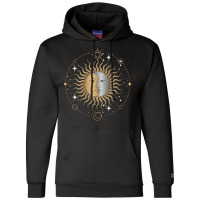 Boho Aesthetic Celestial Bodies Sun Moon Astronomy 70s Champion Hoodie | Artistshot