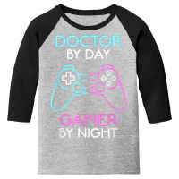 Doctor Gamer Video Games Gaming Controller Funny Arcade T Shirt Youth 3/4 Sleeve | Artistshot