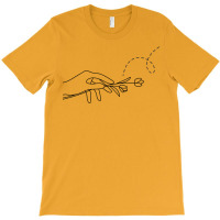 Minimalist Line Art Hand And Flower Humor T-shirt | Artistshot