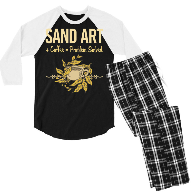 Problem Solved Coffee Sand Art Vintage Men's 3/4 Sleeve Pajama Set | Artistshot