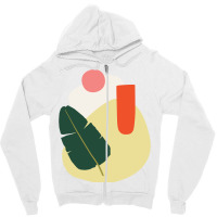 Minimalism Abstract Forms With Tropical Babana Leaf And Peach Colors H Zipper Hoodie | Artistshot