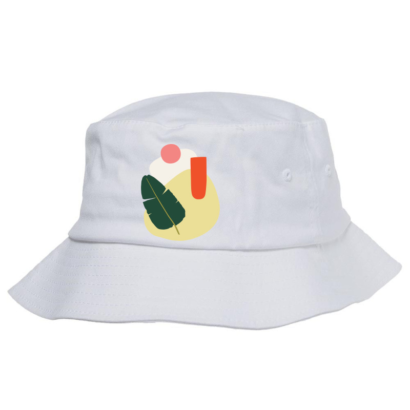 Minimalism Abstract Forms With Tropical Babana Leaf And Peach Colors H Bucket Hat by ivynajamerav | Artistshot