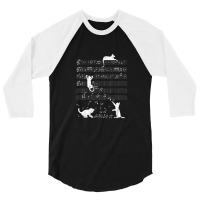 Cute Cat Distressed Music Notes Kitty Piano Musician 3/4 Sleeve Shirt | Artistshot