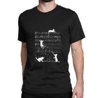 Cute Cat Distressed Music Notes Kitty Piano Musician Classic T-shirt | Artistshot