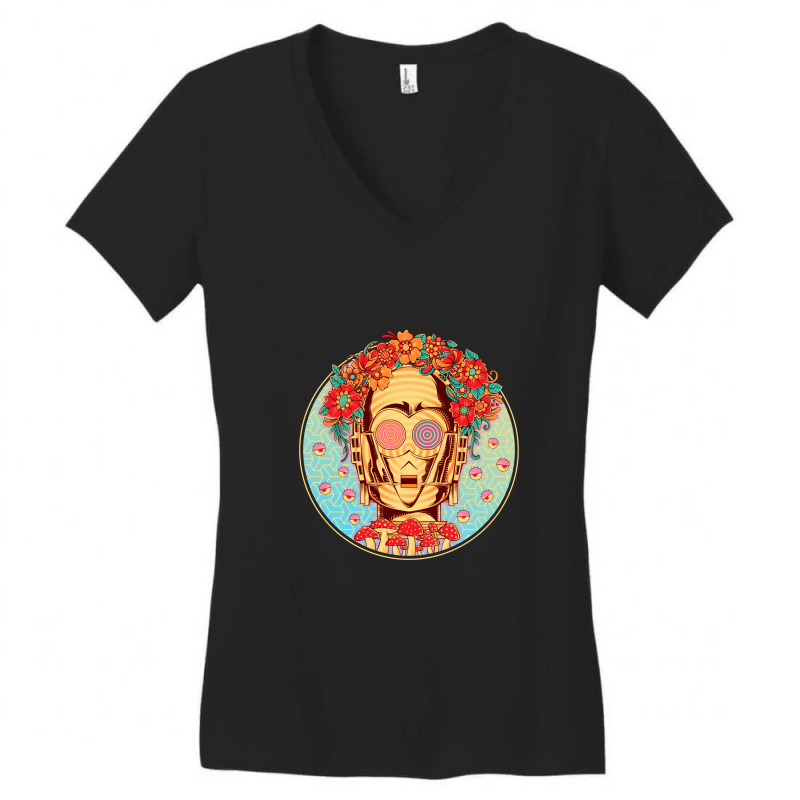 Hippie Droid Women's V-Neck T-Shirt by GODZILLARGE | Artistshot