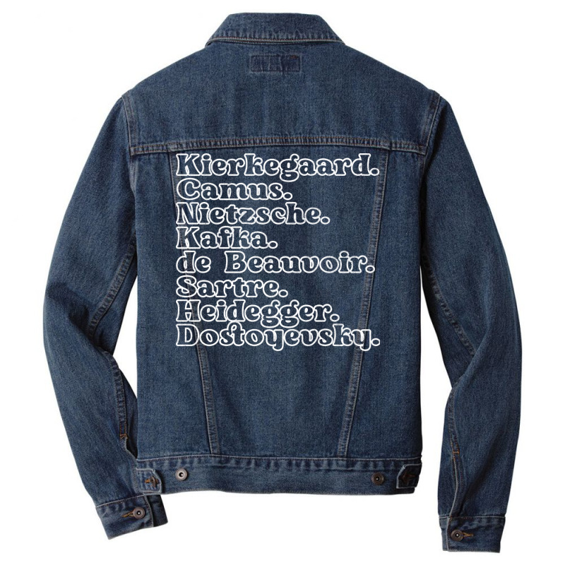 Kierkegaard Camus Nietzsche Kafka De Beauvoir Sartre Heidegger Dostoye Men Denim Jacket | Artistshot