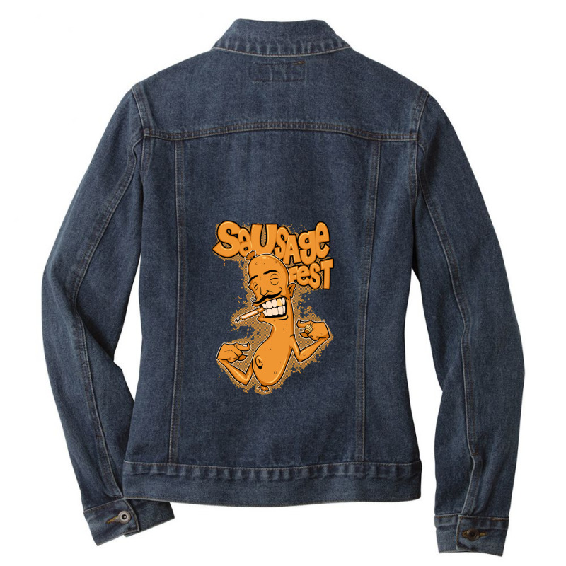 Sausage T-shirt Casing Graphy Smoking.png Ladies Denim Jacket by AmyHogan | Artistshot