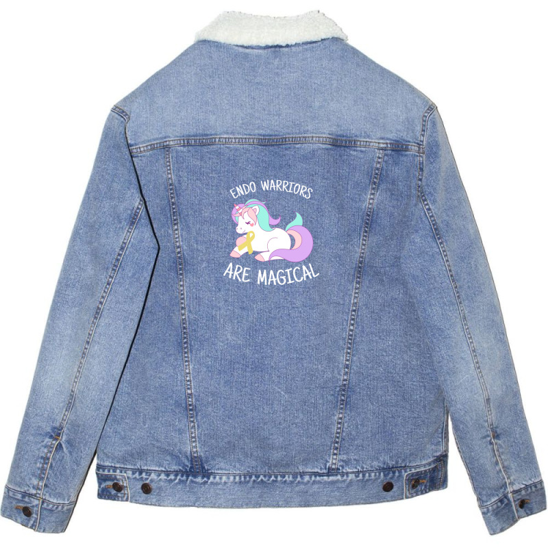 Unicorn Endometriosis Warriors Are Magical Unisex Sherpa-Lined Denim Jacket by VivianLaurettaLott | Artistshot