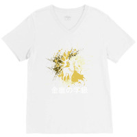 Golden Deer   Yellow Splatter Design   Japanese Aesthetic V-neck Tee | Artistshot