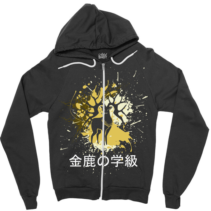 Golden Deer   Yellow Splatter Design   Japanese Aesthetic Zipper Hoodie by gurgenyahyaip | Artistshot