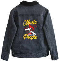 Music Teacher Note Music Notes Connects People Gift 1 Unisex Sherpa-lined Denim Jacket | Artistshot