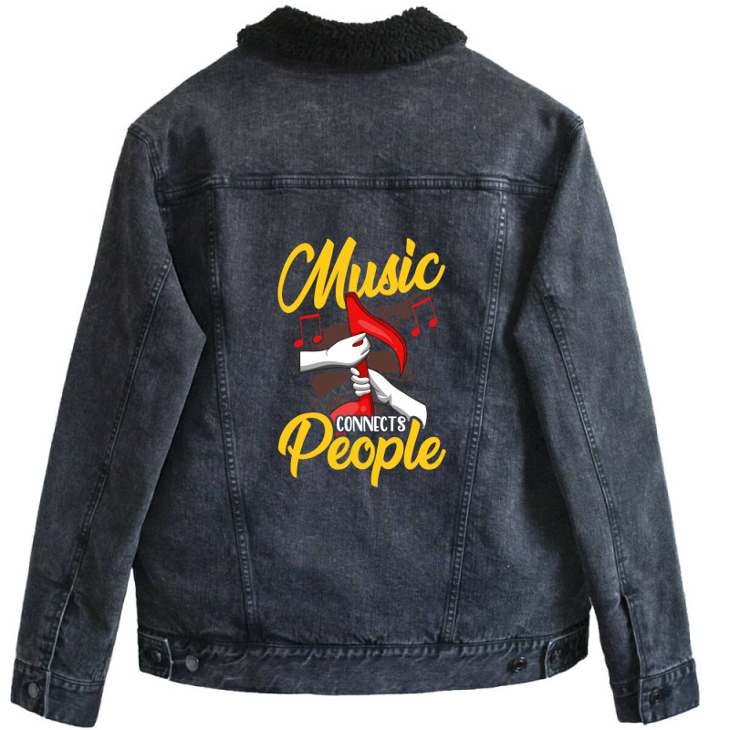 Music Teacher Note Music Notes Connects People Gift 1 Unisex Sherpa-Lined Denim Jacket by KevinKennemore | Artistshot