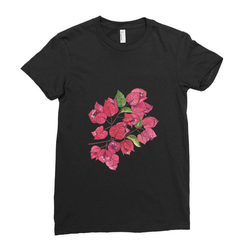 Bougainvillea On Black Ladies Fitted T-Shirt by TerryPhelps | Artistshot