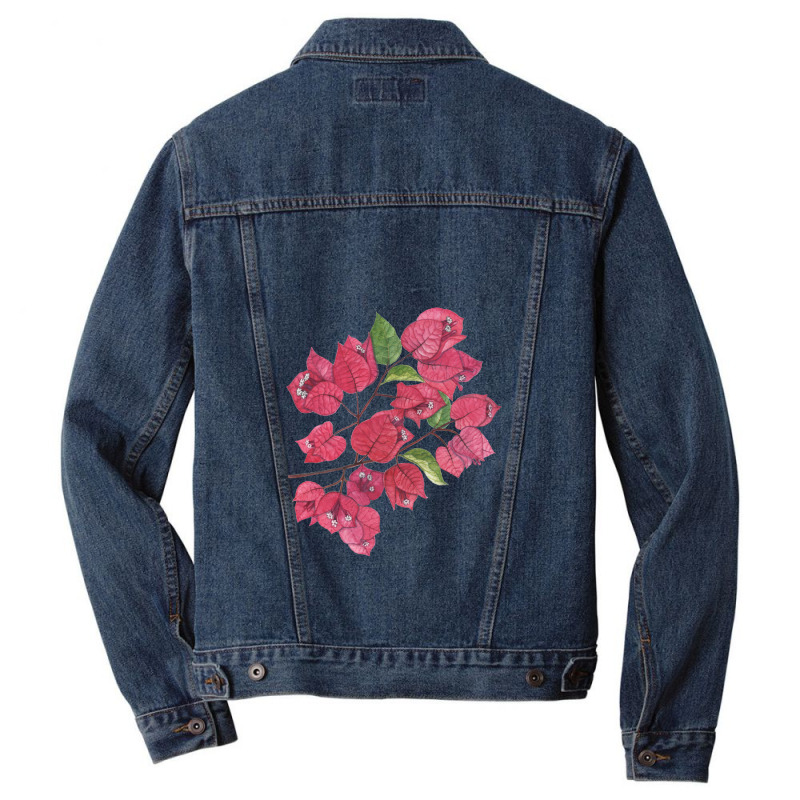 Bougainvillea On Black Men Denim Jacket by TerryPhelps | Artistshot