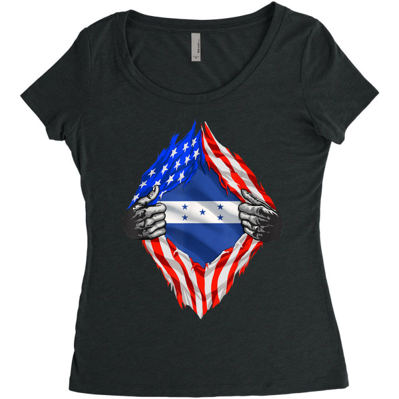 Super Honduran Heritage Proud Honduras Roots Usa Flag Women's Triblend Scoop T-shirt by VictorMRodriguez | Artistshot