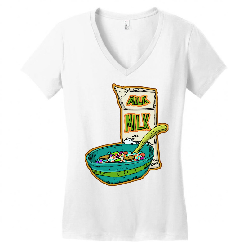 Cereal And Milk Women's V-Neck T-Shirt by krieseguraki | Artistshot