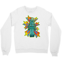 Super Cool Blue Robot With Shooting Stars Crewneck Sweatshirt | Artistshot