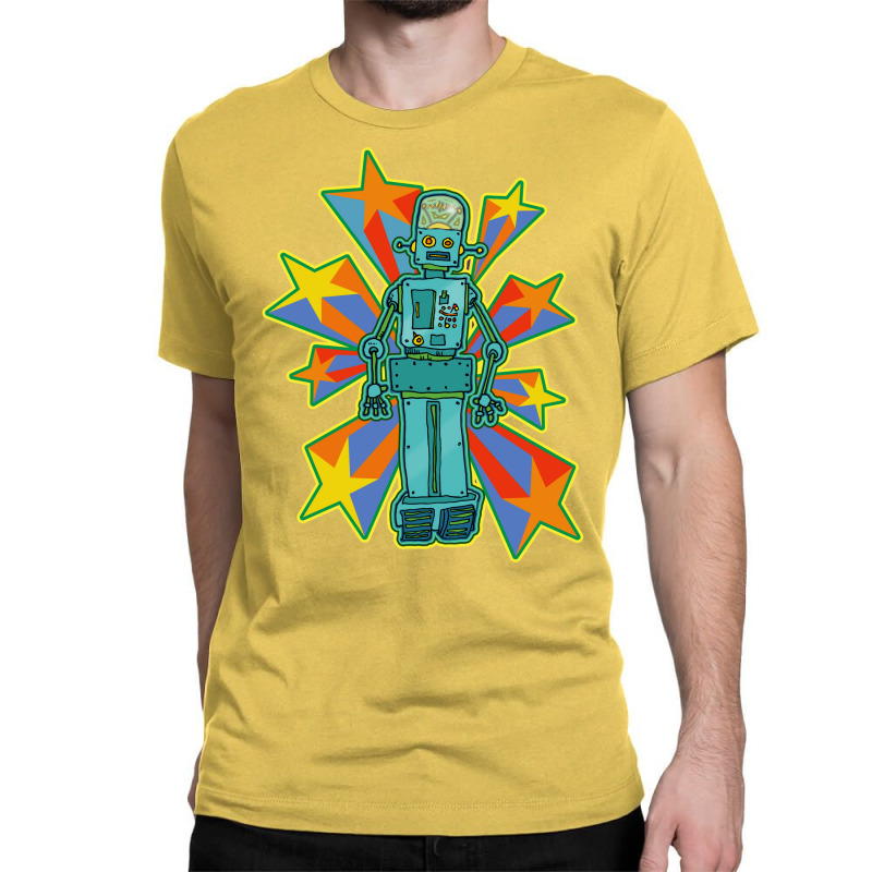 Super Cool Blue Robot With Shooting Stars Classic T-shirt | Artistshot