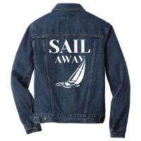 Sail Away Sailboat Funny Men Denim Jacket | Artistshot