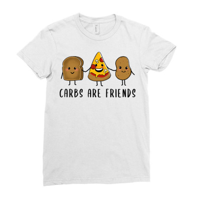 Carbs Are Friends Cute Illustration Ladies Fitted T-shirt Designed By Adeart