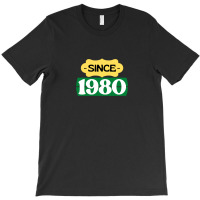 Since 1980 Birthday Retro Black Yellow Green White T-shirt | Artistshot