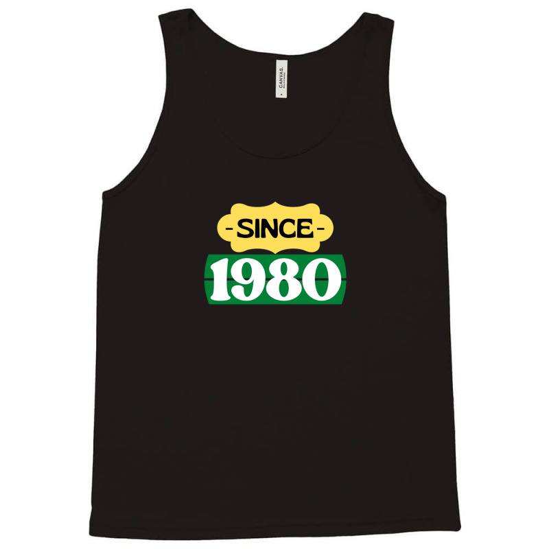 Since 1980 Birthday Retro Black Yellow Green White Tank Top | Artistshot