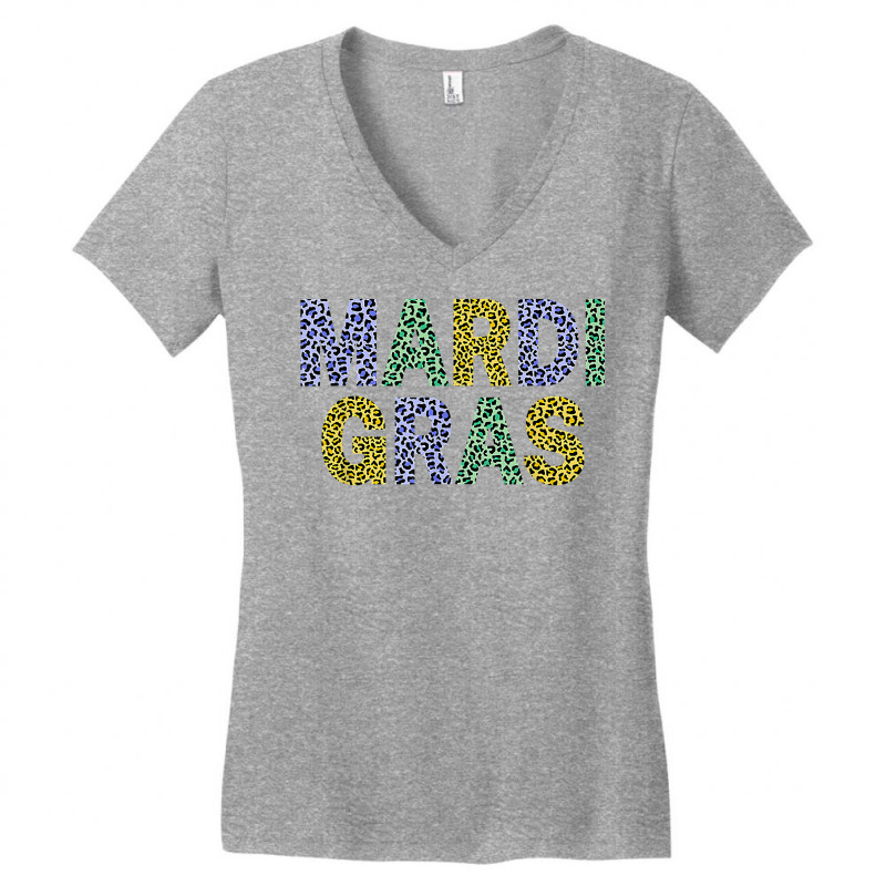 Funny Mardi Gras Carnival Parade Purple Green Gold Leopard T Shirt Women's V-Neck T-Shirt by linbere | Artistshot