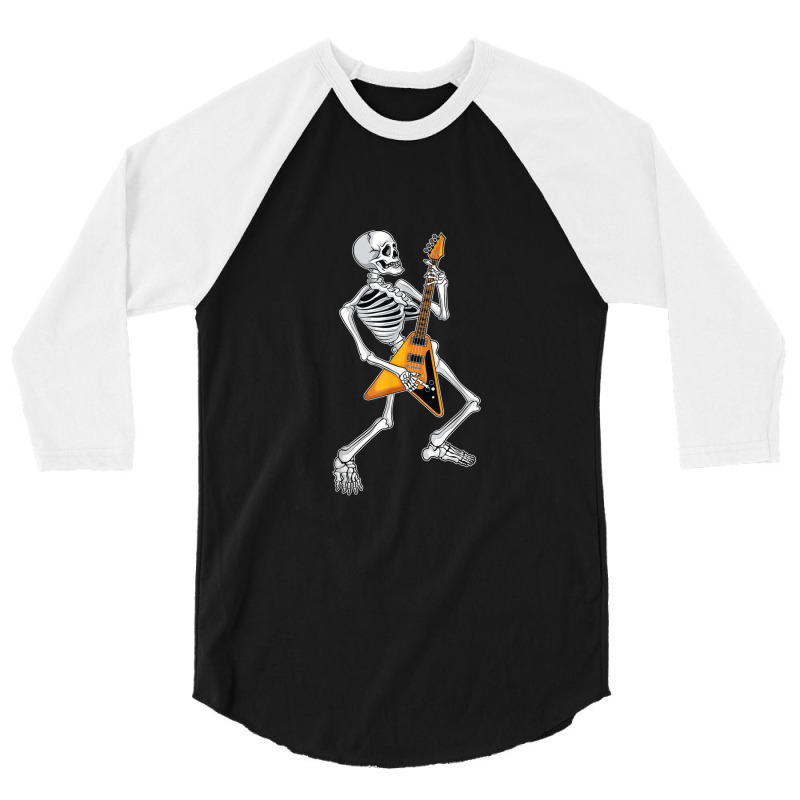 Skeleton Playing Guitar Cool Rock Guitarist Gift Fan 3/4 Sleeve Shirt | Artistshot