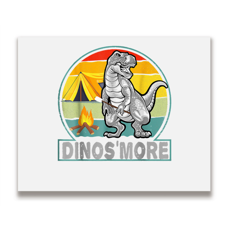 Funny Dinos'more Camping Dinosaur Camp Smore Dino Campfire T Shirt Metal Print Horizontal | Artistshot