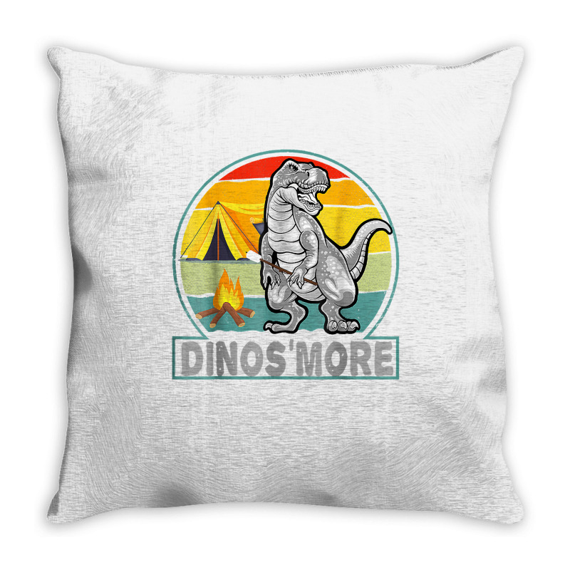 Funny Dinos'more Camping Dinosaur Camp Smore Dino Campfire T Shirt Throw Pillow | Artistshot