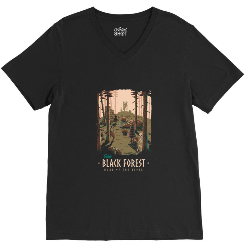 Black Forest V-Neck Tee by TinaCrisp | Artistshot