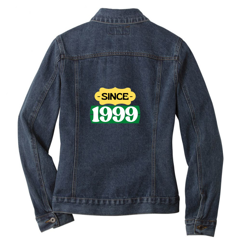 Since 1999 Birthday Retro Black Yellow Green White Ladies Denim Jacket by MiltonLane | Artistshot