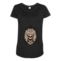 Skull Indian Wearing Headdress Isolated On White Maternity Scoop Neck T-shirt | Artistshot