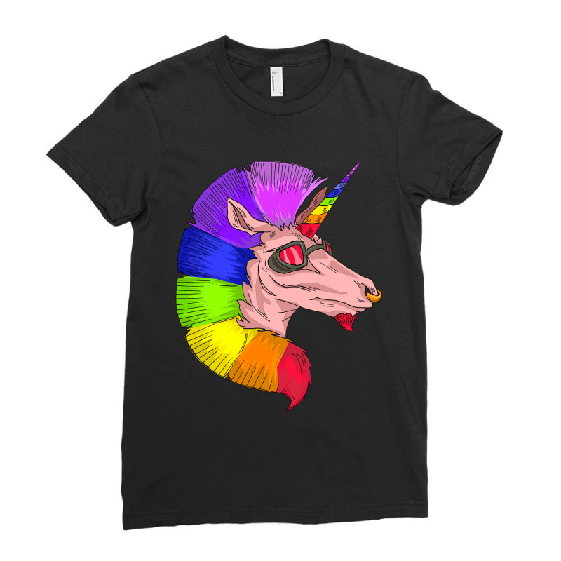 Rainbow Unicorn Ladies Fitted T-Shirt by mysticalbrain | Artistshot