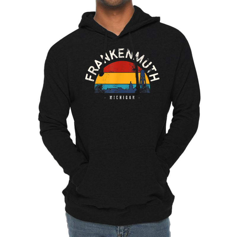 Retro Cityscape Frankenmuth Michigan T Shirt Lightweight Hoodie | Artistshot